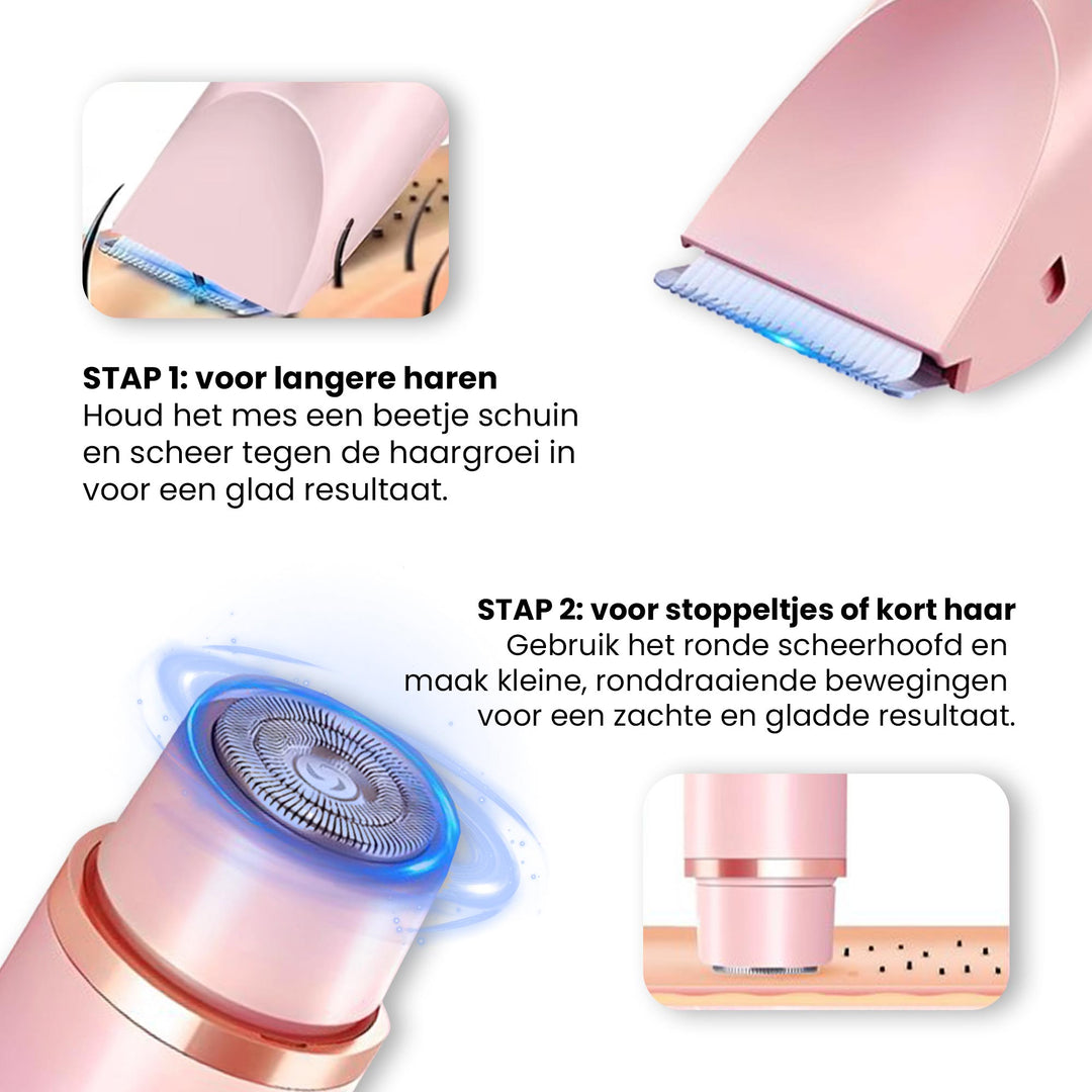 2 in 1 Dames Scheerapparaat - Oplaadbaar, zacht en effectief op alle huidzones