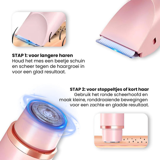 2 in 1 Dames Scheerapparaat - Oplaadbaar, zacht en effectief op alle huidzones